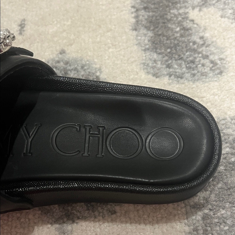 JIMMY CHOO Black Slide Sandals with Crystal Embellishment SIZE 34 - Picture 3 of 7